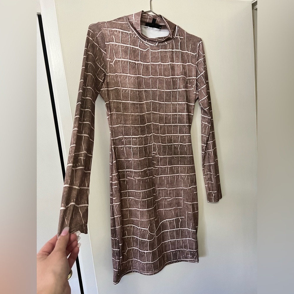 MissGuided Brown Snakeskin Mini Dress